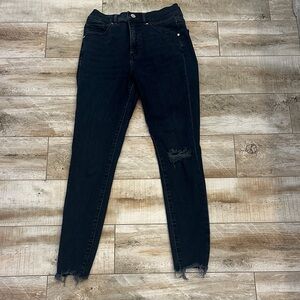 Express Black Distressed Skinny Jeans